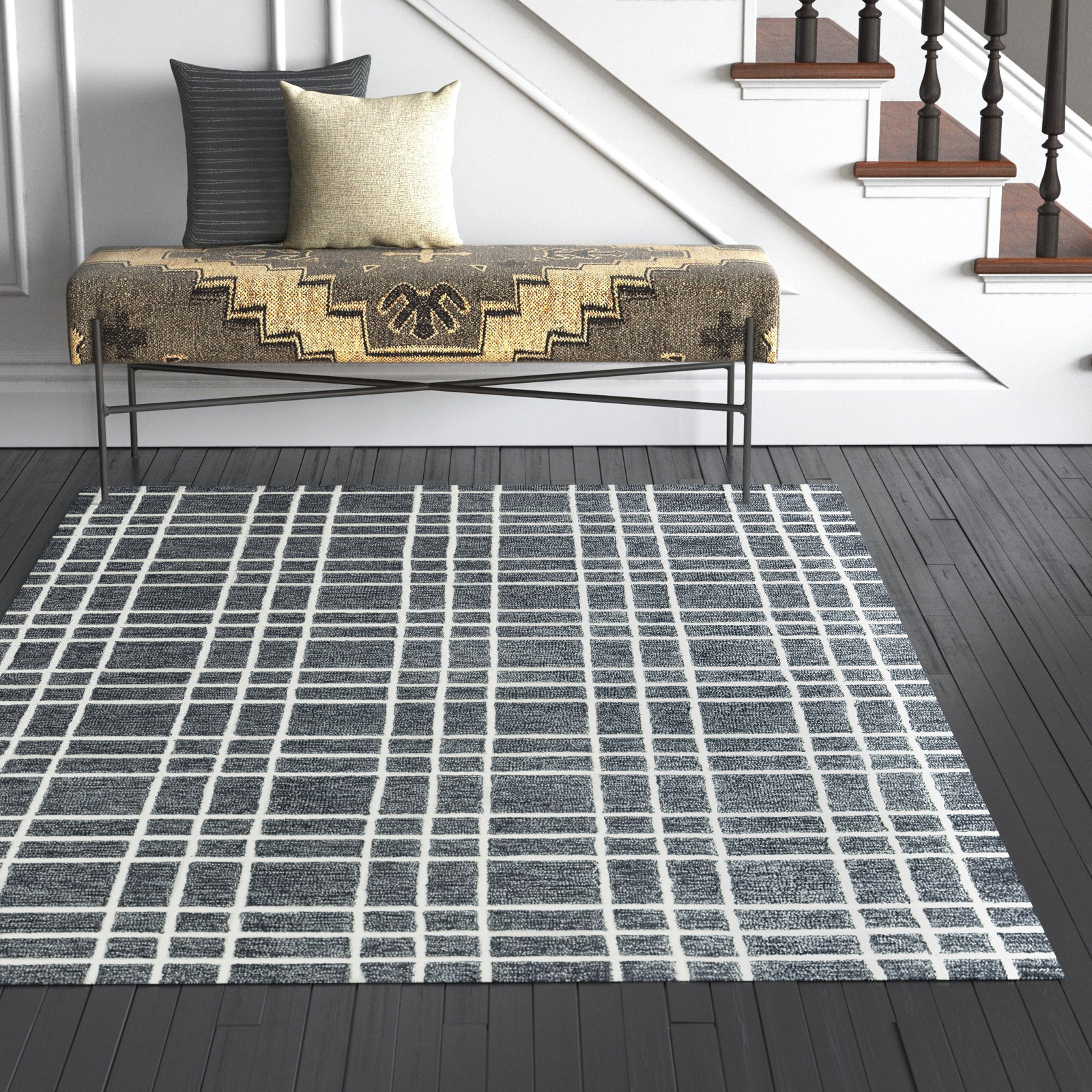 Alec Wool Gray Rug, Rectangle 5' x 7'6"