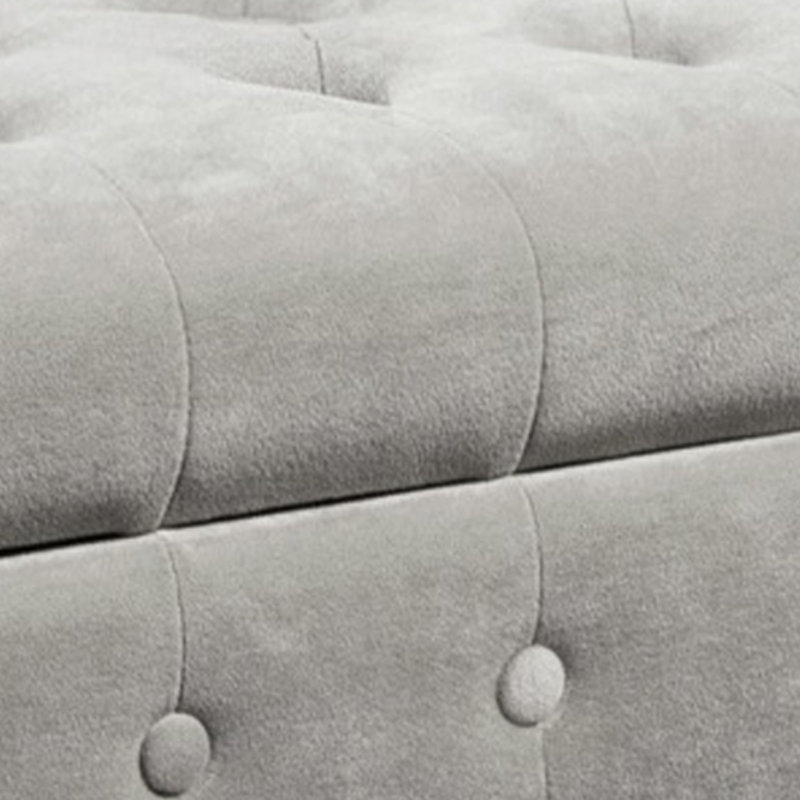 Velvet Upholstered Storage Bench, Light Gray Velvet