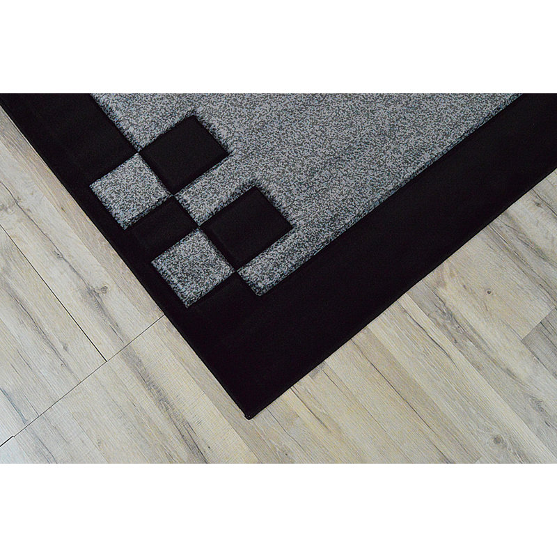 Tapis gris / noir Mccampbell Southwestern, Rond 6 pi 6 po