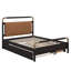 Grand lit plateforme en bois offrant des solutions de rangement, comprenant 2 tiroirs et un lit gigogne-404736529