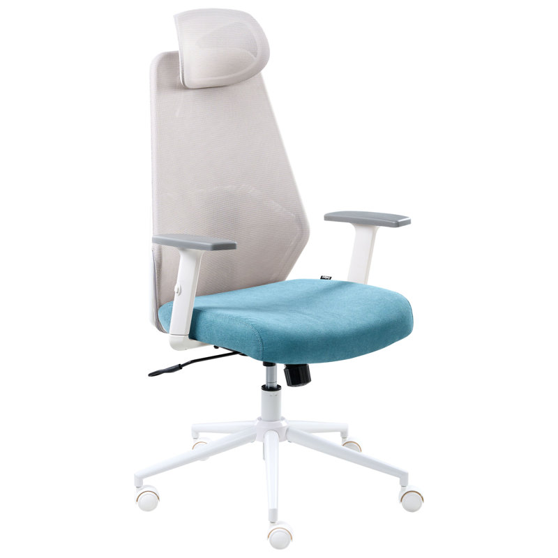 Office Chair with Headrest, Teal/Light Grey