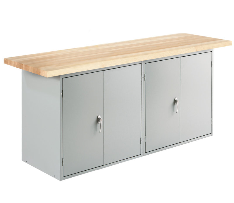 Wood Top Workbench, 72" W and 10 lockers