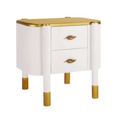 Bedroom Nightstand, 2-Drawer Nightstand, Bedside Table with Metal Handles, End Table for Living Room and Bedroom