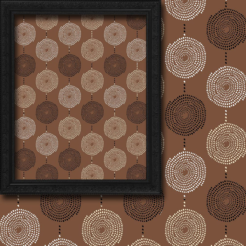 Spiral-Patterned Bohemian Single Panel Curtain, Brown, 140cm Width x 350cm Drop