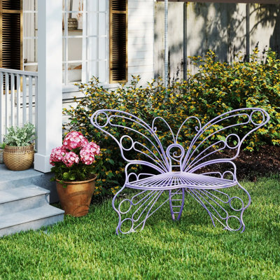 50" Sturdy Iron Butterfly Bench For Outdoor Spaces – Porch, Lawn, Garden & Yard Seating by Lark Manor