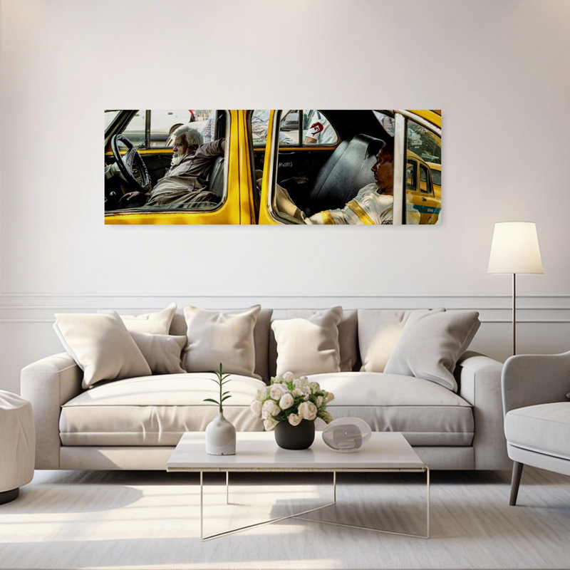 Art contemporain de la ville jaune, H 20 po x l 60 po