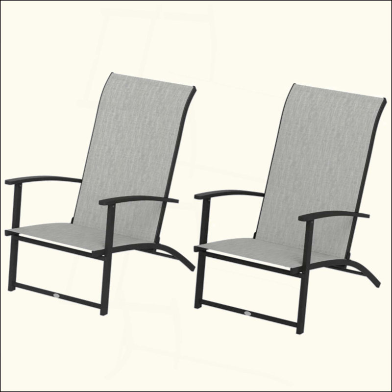 Chaises de salle à manger d'extérieur pliantes, ensemble de 2, Noir/gris