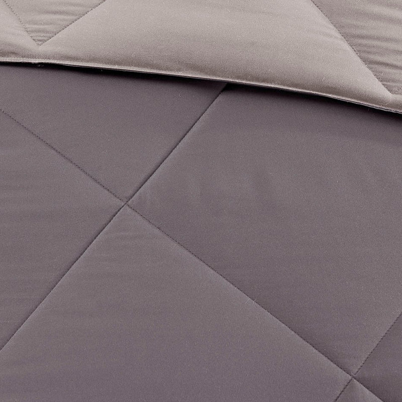 Édredon très grand lit, 2 taies décoratives, gris, literie matelassée en duvet synthétique lavable à la machine, gris, Gris