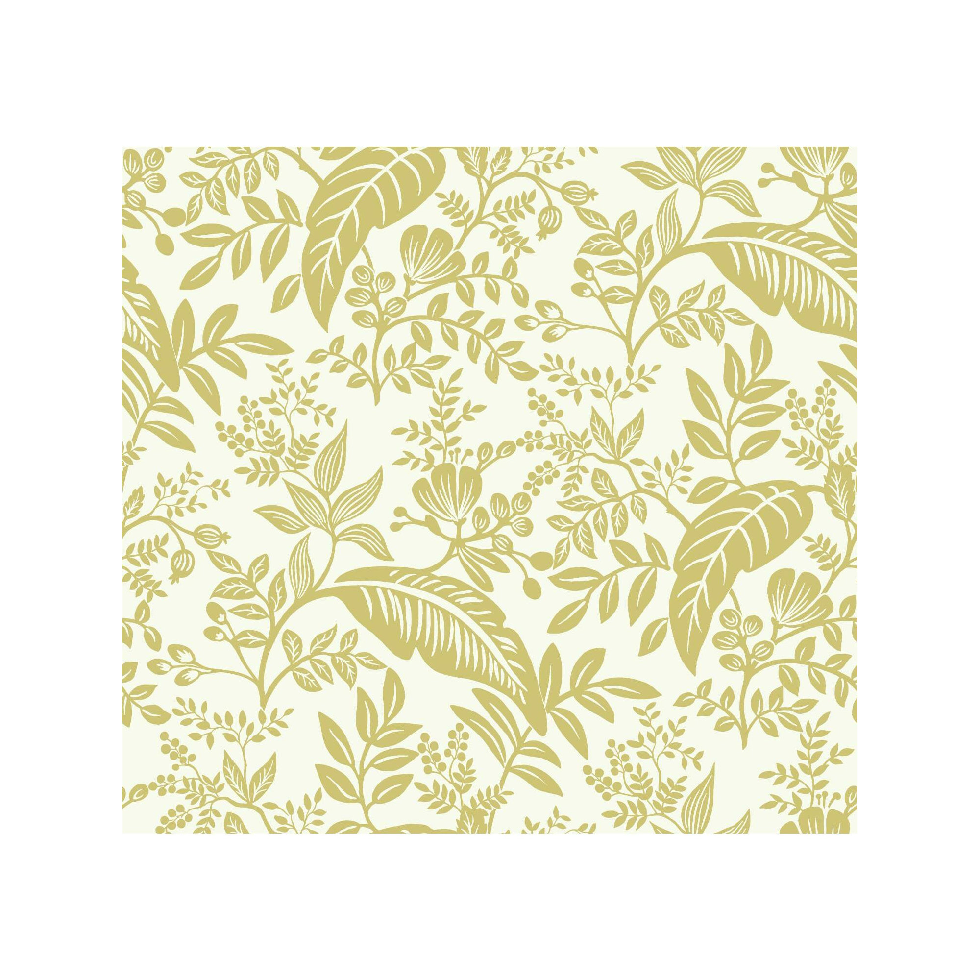 Rifle Paper Co. Canopy 27' x 27" Wallpaper Roll, Gold/White
