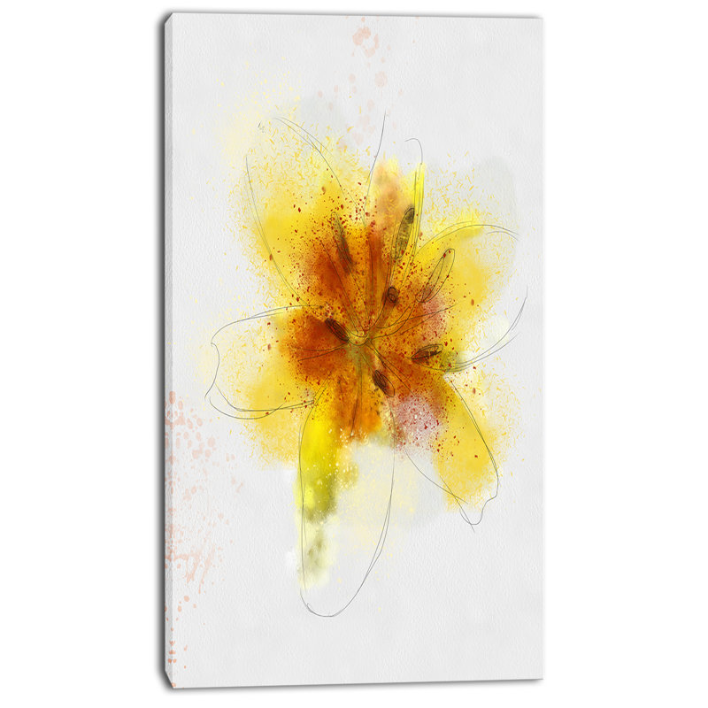 « yellow fleur sketch on white », reproduction d’impression sur toile tendue, H 32 po x l 16 po x P 1 po