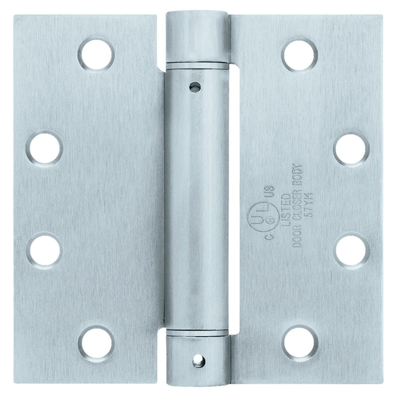 4,5 po x 4,5 po, charnière à ressort, homologué UL, chrome satiné, Chrome satiné