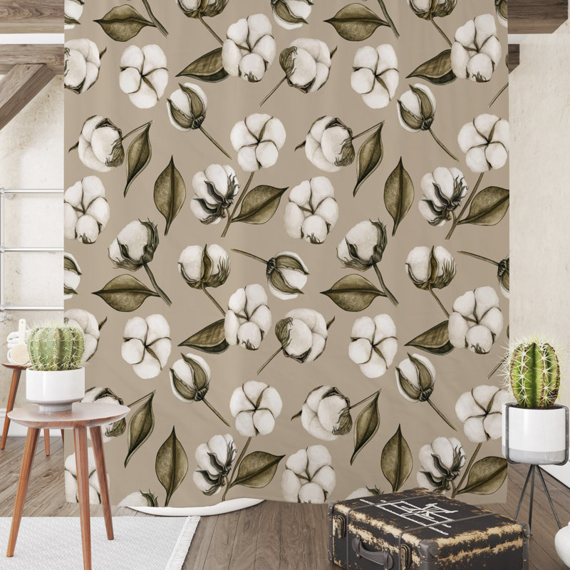 Floral Shower Curtain, 93" H x 70" W