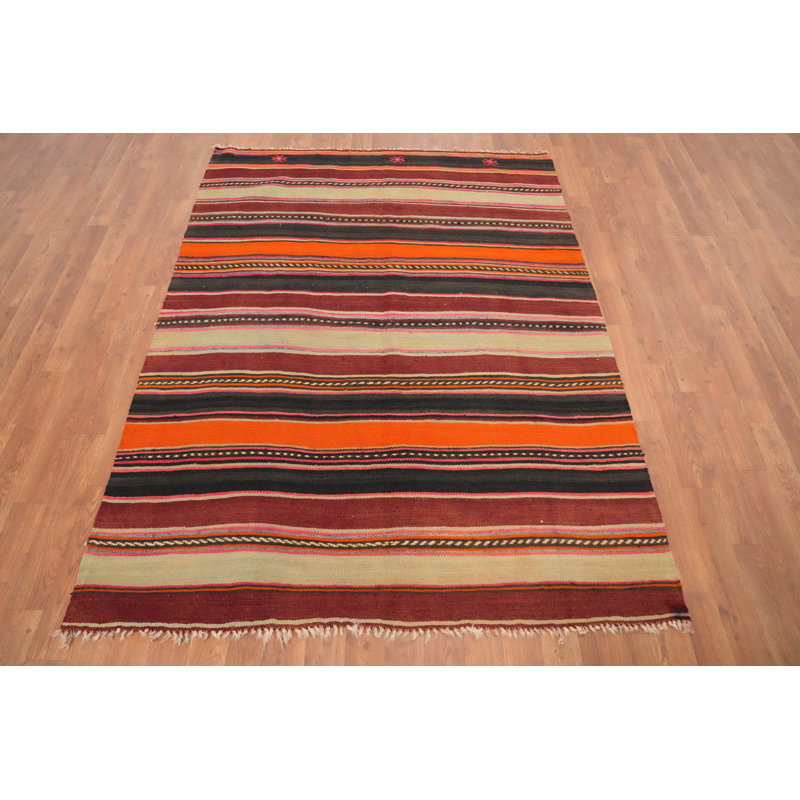 Tapis géométrique à teinture kilim 5 x 7