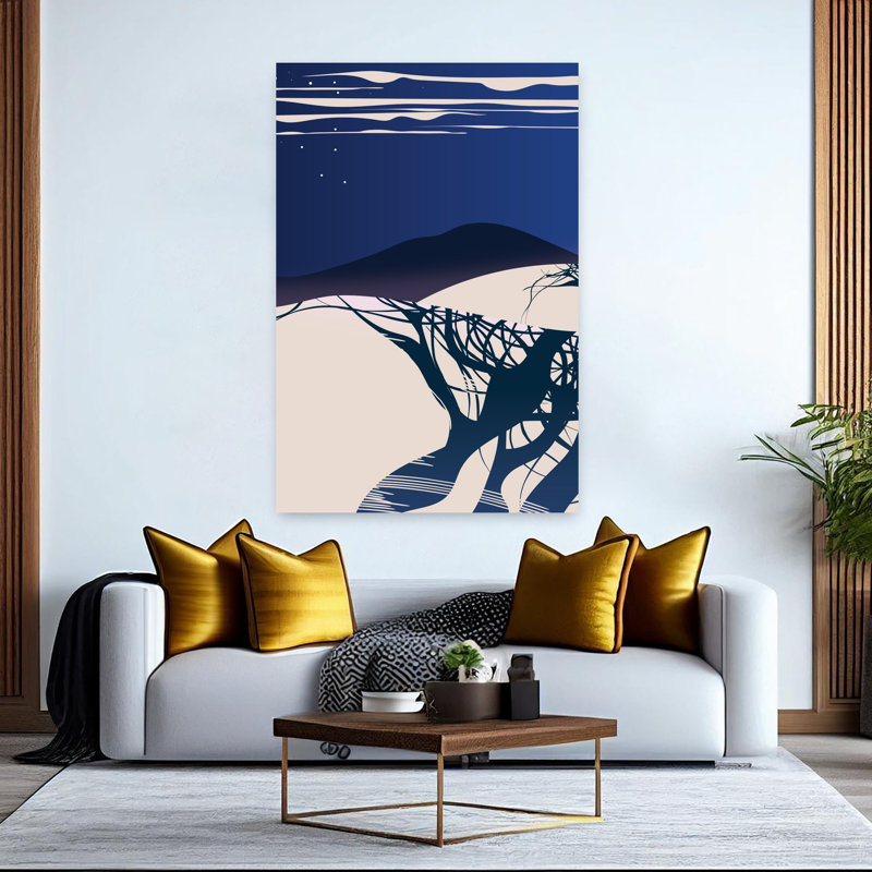 Art contemporain contemporain, paysage de montagne dramatique abstrait, H 60 po x l 40 po