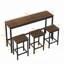 Table de salle à manger Design, table de pub, ensemble de table de salle à manger longue avec 3 tabourets, assemblage facile, brun foncé