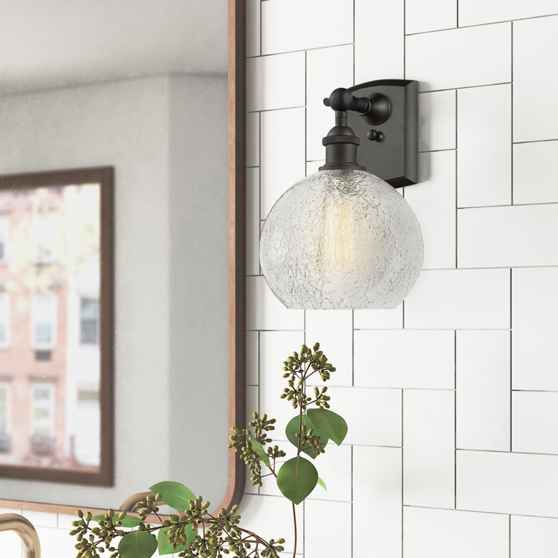 Baptista Armed Sconce, Oil Rubbed Bronze, Clear Crackle