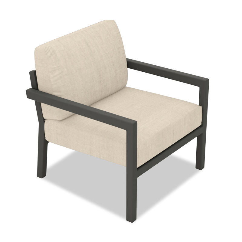 Vivant Patio Chair with Sunbrella® Cushions, White, Canvas Flax Sunbrella® Canvas