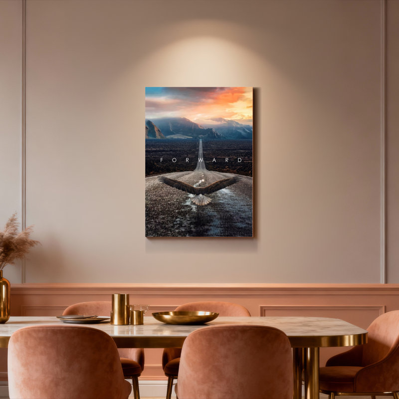 Aigle volant au-dessus de la montagne coucher de soleil sur toile tendue, reproduction d'art sur toile, ensemble de 1