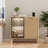 31.5" Fluted Crumpton With Glass Doors, Modern Wood Buffet Cabinet With Adjustable Shelves For Living Room & Kitchen