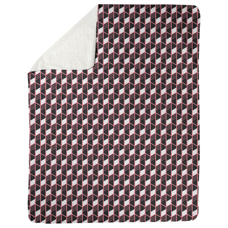 Couverture géométrique Katelyn Elizabeth, l 52,5 po x L 62,5 po, Mauve / Blanc