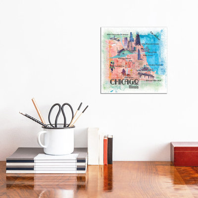 " Chicago Illinois USA Illustrated Map " Painting