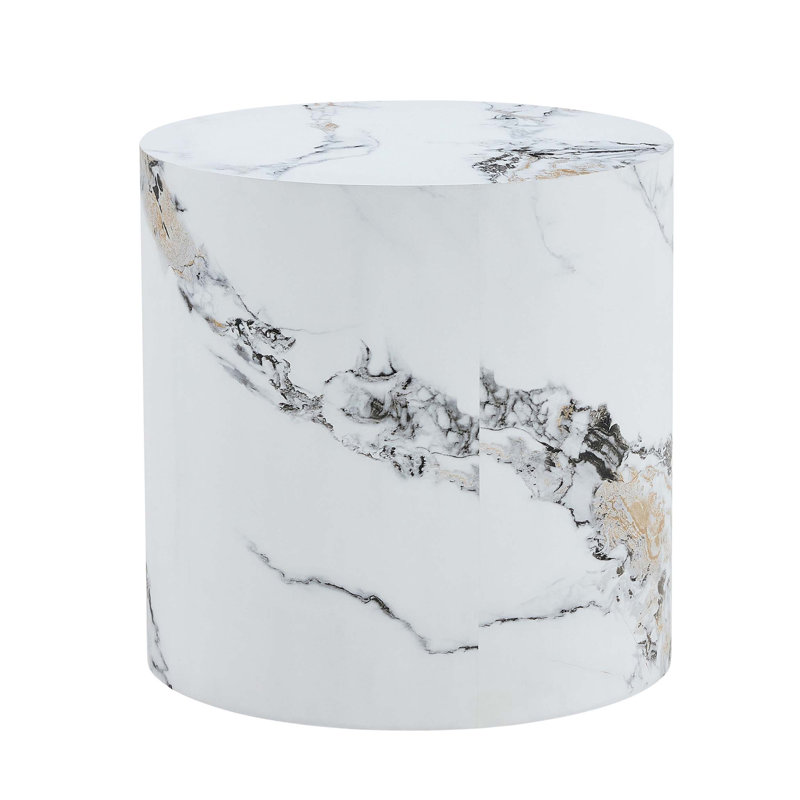 Versatile Cylindrical Table with Patterned Design for Multiple Uses, Ideal for Coffee, Dining, and Writing