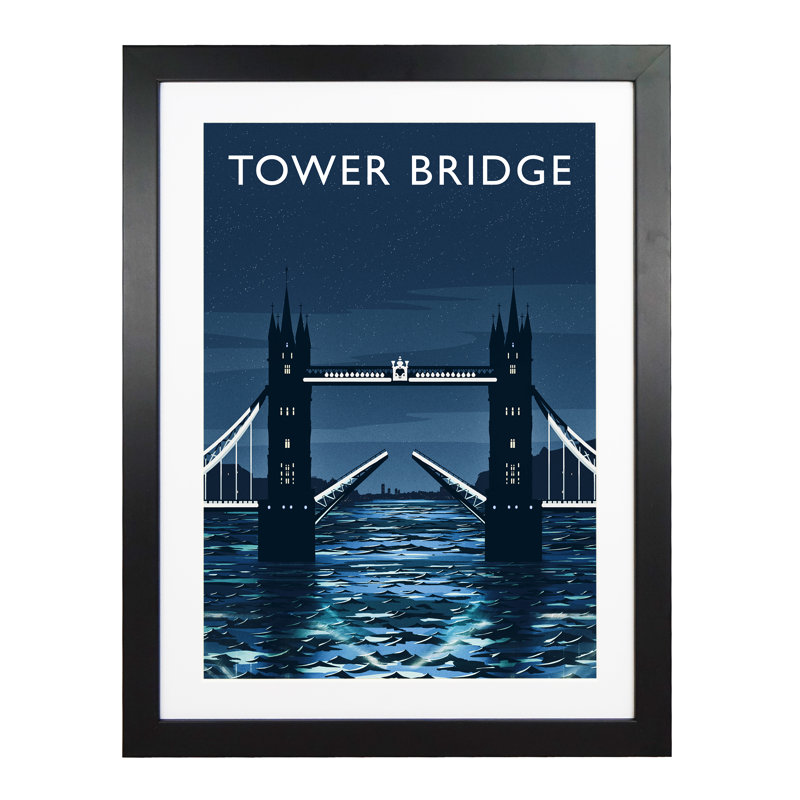Tower Bridge Portrait - Print, 40cm H x 30cm W x 3cm D, Black Framed