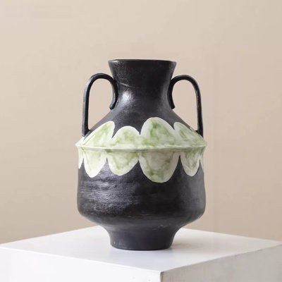 Black Green Amphora Ceramic Table Vases