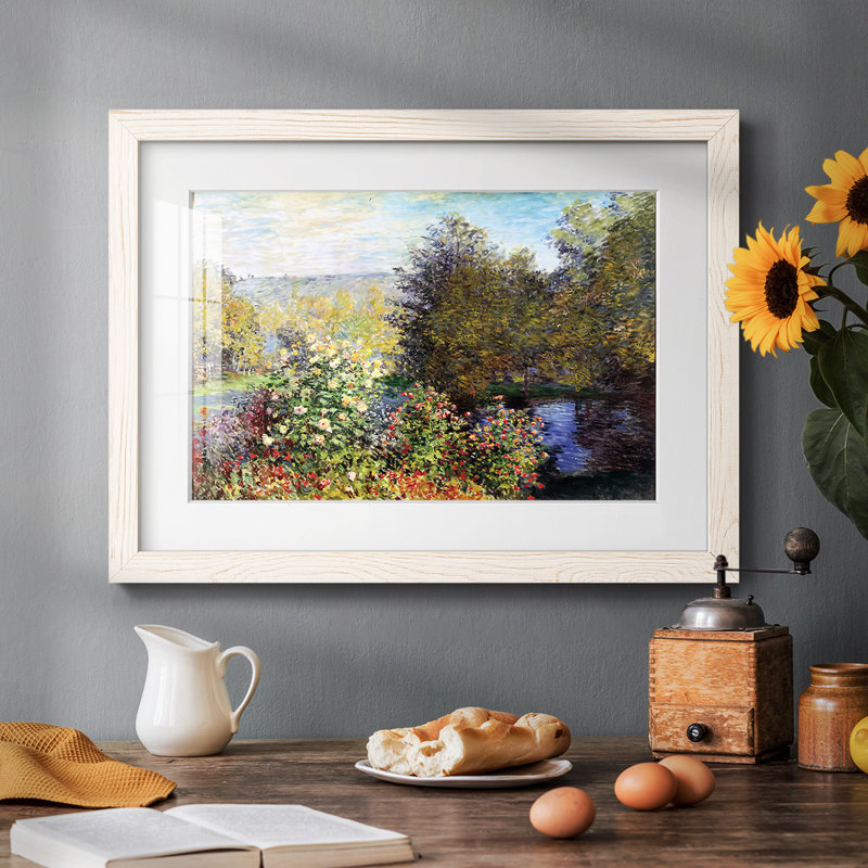 Le coin du jardin à Montgeron, 1876 - reproduction d'un seul cadre, Blanc, H 28 po x l 42 po x P 1,5 po