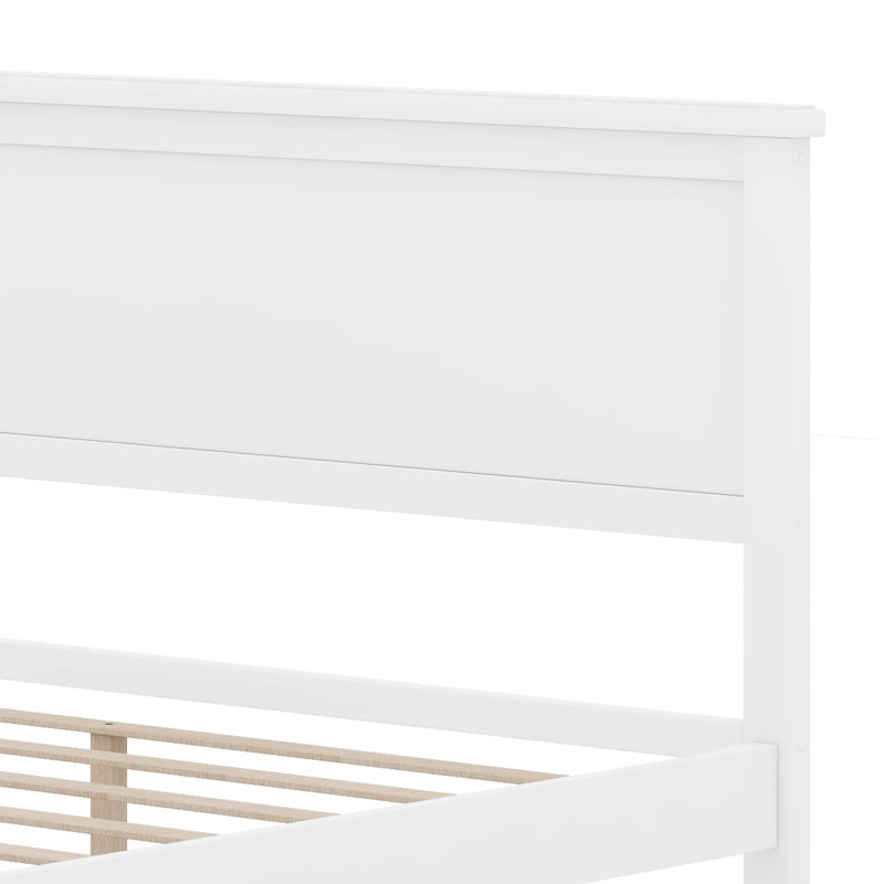 Lit plateforme en bois Burt, Blanc, Grand lit