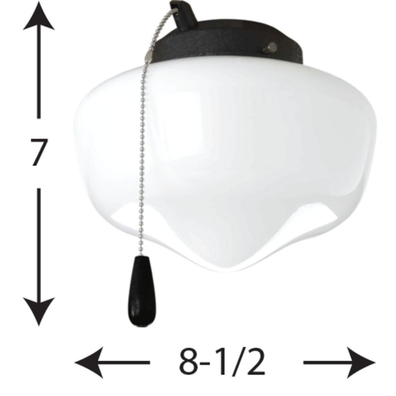 1-Light Universal Ceiling Fan Schoolhouse Light Kit, Forged Black