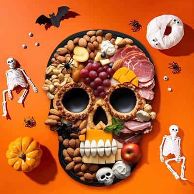 Planche à découper amusante avec crâne d'Halloween, planche à découper et plateau de service d'Halloween 15,8 pouces