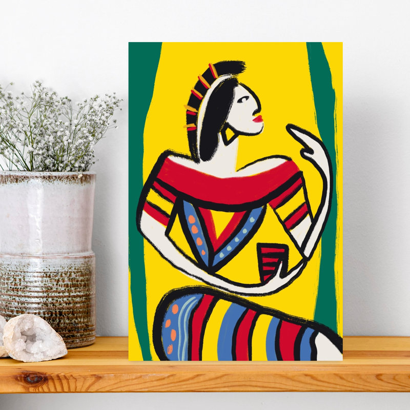 Vibrant Stylized Woman Abstract Bold Colorful Wall Art Print, 45.72cm H x 30.48cm W