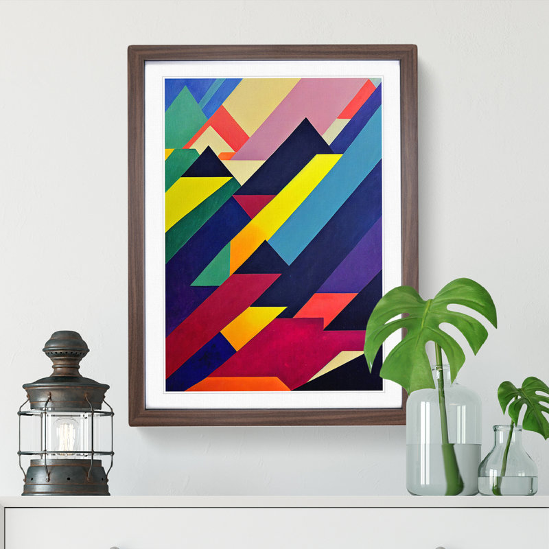 Positive Abstract Art - Wall Art, 66cm H x 48cm W x 2cm D, White, Walnut Framed