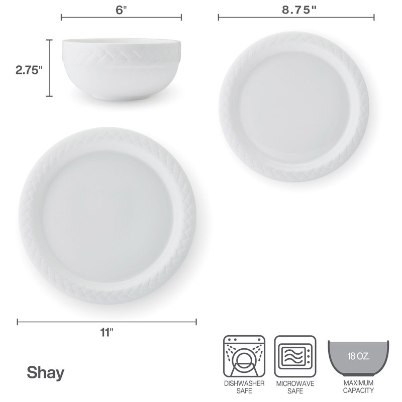 Mikasa Shay 12-Piece Bone China Dinnerware Set, Service For 4