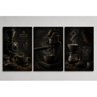 Grand ensemble de 3 toiles de café, art mural rétro, espresso pour cuisine café bar, impression sur toile sans cadre 16 x 24 pouces - prête à être accrochée