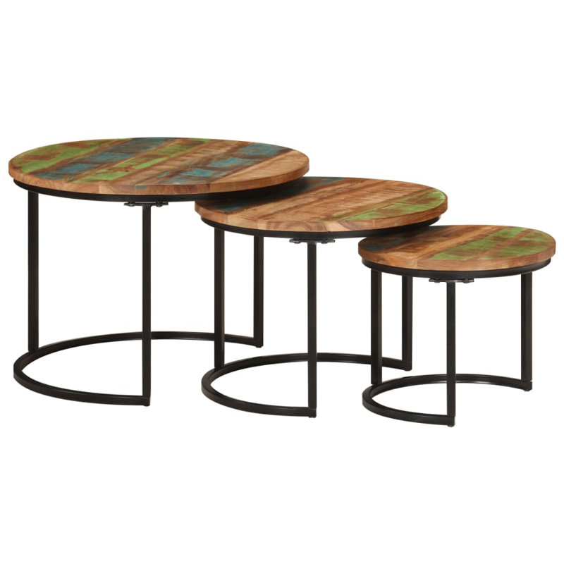 Tables gigognes en bois massif, Brun rustique