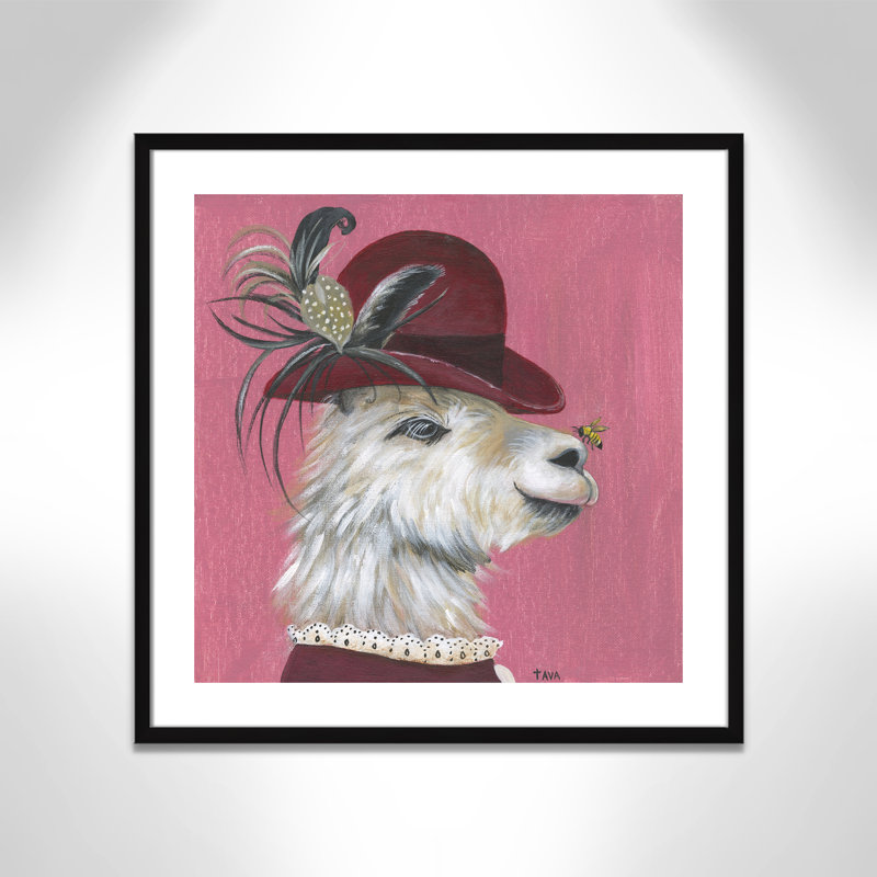 Art sur toile llama, H 27,5 po x l 27,5 po x P 1,18 po, Cadre noir