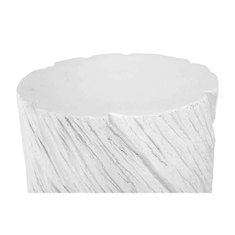 Shear Side Table, Oval, White Stone