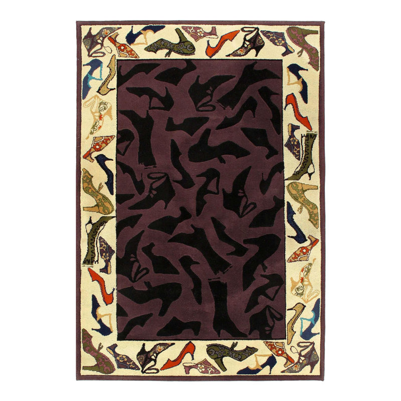 Geometric Area Rug in Burgundy