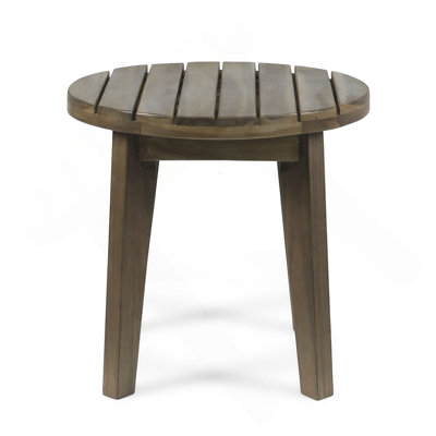 Outdoor 16" Acacia Wood Side Table, Gray Finish