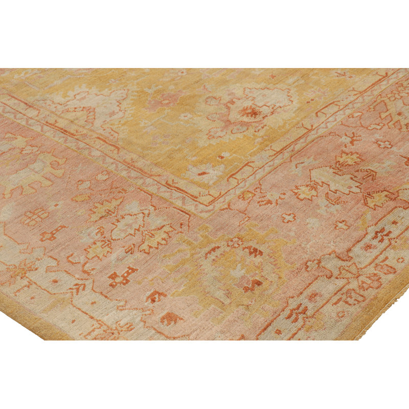 One-of-a-Kind 10'4" X 12'9" 1900s Wool Area Rug in Gold