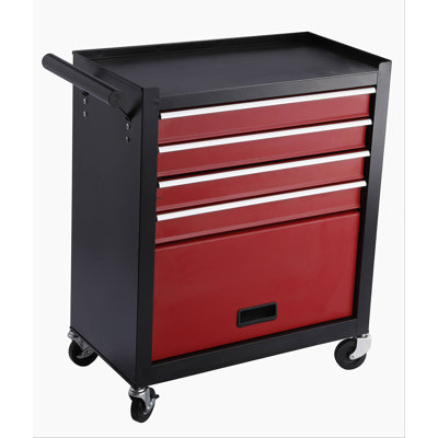 Boîte à outils roulante à quatre tiroirs, chariot à outils avec 4 roulettes et tiroirs, armoire de rangement mobile amovible de grande capacité pour les ateliers, garages