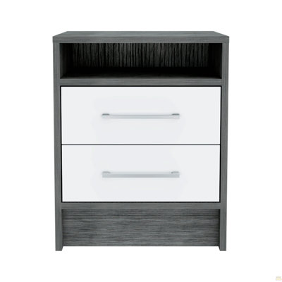 Nightstand , End Table, Side Table Superior Top, Two Drawers