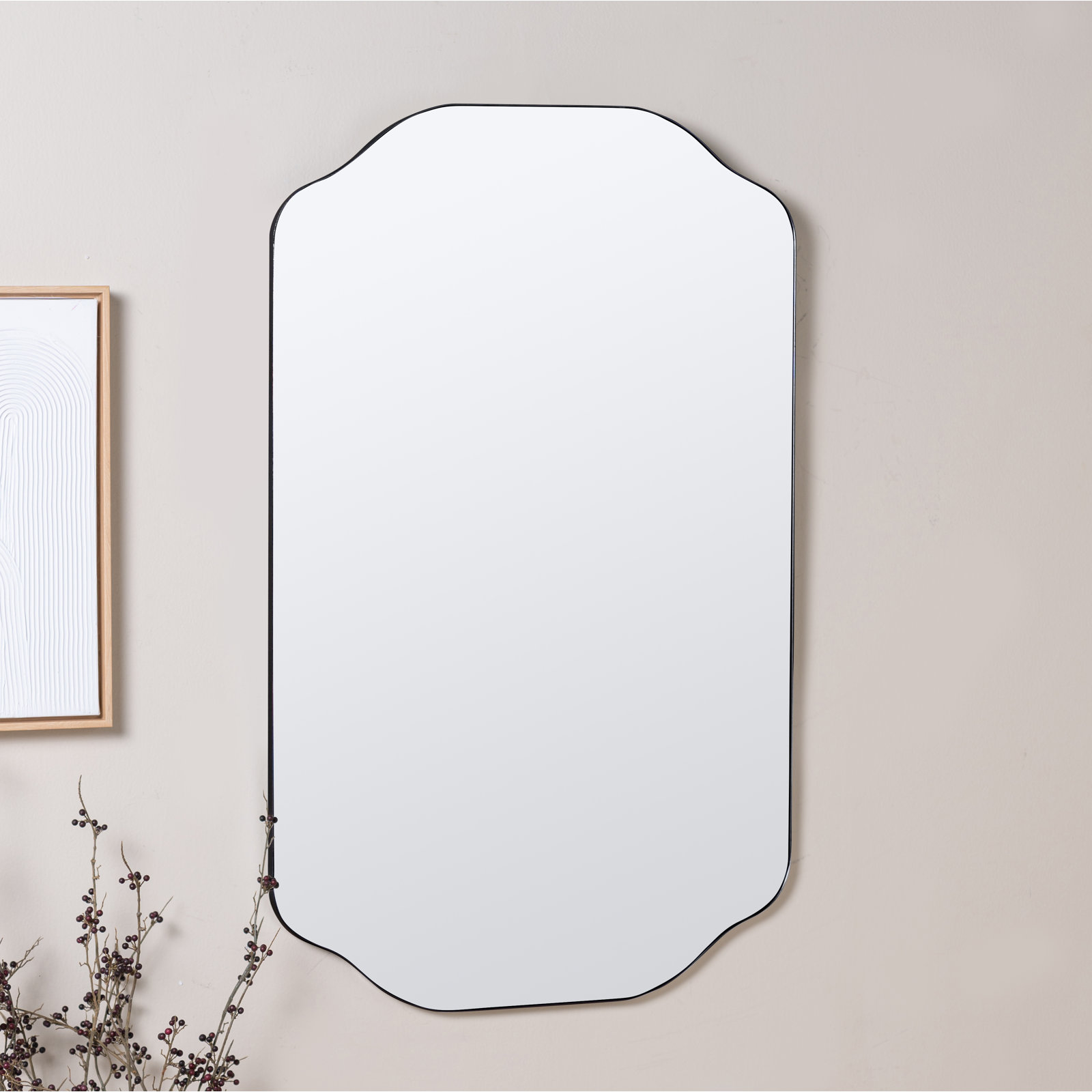 Eaton Metal Scalloped Mirror, Matte Black