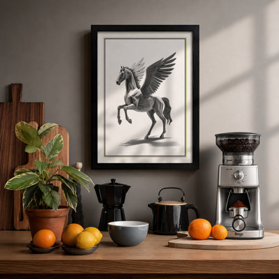 Pegasus in Flight Japandi - Framed Print
