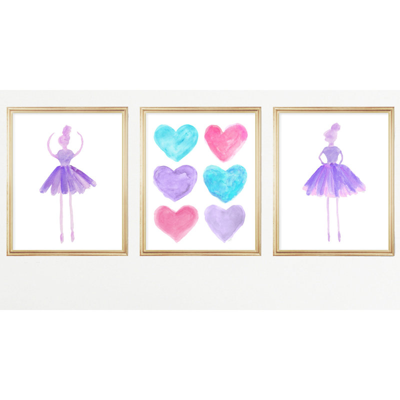 «Little Girls Ballet», impressions sur papier, H 10 po x l 8 po x P 0,06 po, Mauve multi