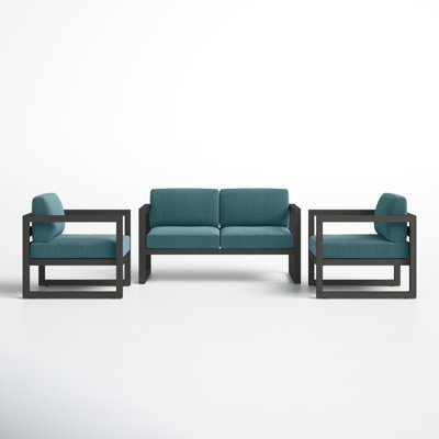 Smith 3 Piece Sofa Seating Group with Sunbrella Cushions