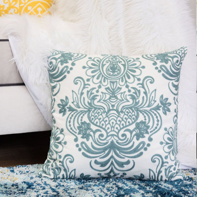 Valria Damask Cotton Throw Pillow