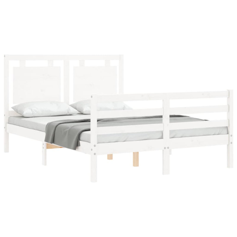 Lyndee Solid Wood Bed, 200 x 200cm, White
